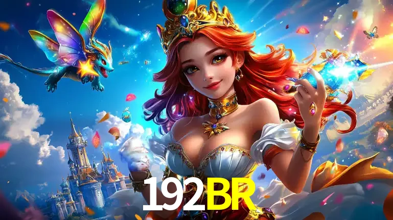 A princesa de um reino de fantasia mágico, com seu pequeno dragão, apresentando um mundo de prêmios encantados nos jogos de caça-níqueis do cassino 192BR.